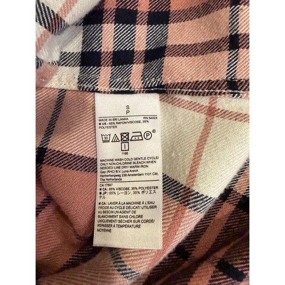 Banana Republic Women's Plaid Button Front Shirt Small Boyfriend Fit Pink Black - Picture 5 of 5